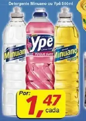 Supermercados Guanabara Detergente Minuano ou Ype 500ml oferta