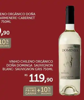 Super Nosso VINHO CHILENO ORGÂNICO DOÑA DOMINGA SAUVIGNON BLANC-SAUVIGNON GRIS 750ML oferta