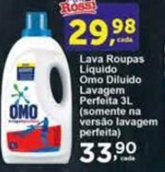 Rossi Supermercado Lava Roupas Liquido Omo Diluido Lavagem Perfeita 3L (somente na versão lavagem perfeita) oferta