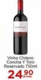 Rossi Supermercado Vinho Chileno Concha Y Toro Reservado 750ml oferta