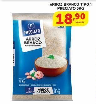 Roldão Arroz branco tipo 1 preciato 5kg oferta