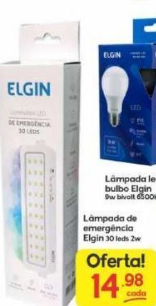 Lâmpada de emergência elgin 30 leds 2w