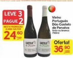 Supermercados Princesa Vinho português dão castelho de penalve tinto ou branco 750ml oferta