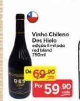 Supermercados Princesa Vinho chileno des hielo ediçao limitada red blend 750ml oferta