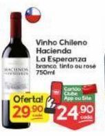 Vinho chileno hacienda la esperanza branco, tinto ou rosé 750ml