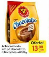 Achocolatado em pó chocolatto 3 corações refil 700g