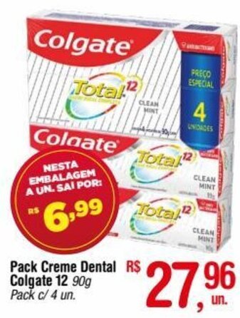 Fort Atacadista Pack Creme Dental Colgate 12 90g Pack c/4 un. oferta