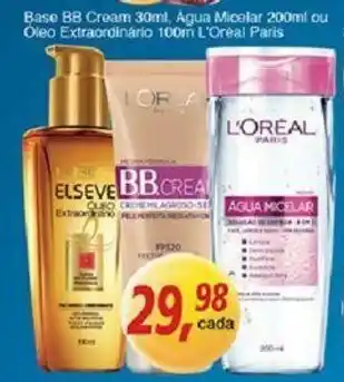 Supermercados Guanabara Base BB Cream 30ml, Agua Micelar 200ml ou Oleo Extraordinario 100ml L'Oreal Paris oferta