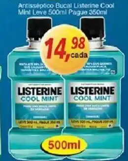 Supermercados Guanabara Antisseptico Bucal Listerine Cool Mint Leve 500ml Pague 350ml oferta
