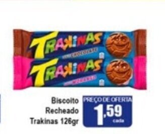 Higa's Supermercado Biscoito Recheado Trakinas 126g oferta