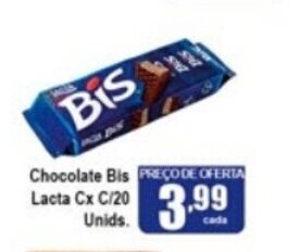 Higa's Supermercado Chocolate Bis Lacta cx c/20 Unids. oferta