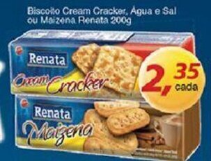 Supermercados Guanabara Biscoito Cream Cracker, Agua e Sal ou Maizena Renata 200g oferta