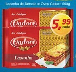 Supermercados Guanabara Lasanha de Semola c/ Ovos Cadore 500g oferta