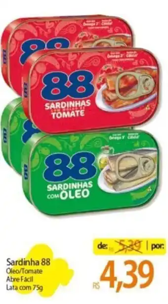 Atacadão Sardinha 88 Oleo/Tomate Abre Fácil Lata com 75g oferta