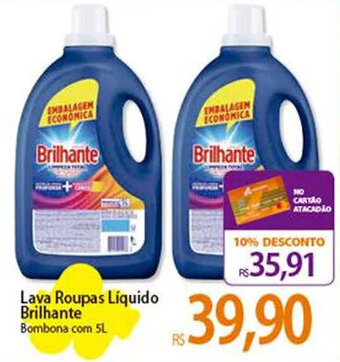 Atacadão Lava Roupas Líquido Brilhante Bombona com 5L oferta