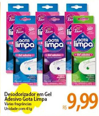 Atacadão Desodorizador em Gel Adesivo Gota Limpa Várias fragrâncias Unidade com 41g oferta