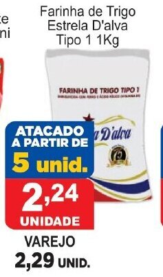 Calvo Atacadista Farinha de Trigo Estrela D'alva Tipo 1 1kg oferta