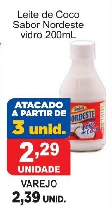 Calvo Atacadista Leite de Coco Sabor Nordeste vidro 200ml oferta