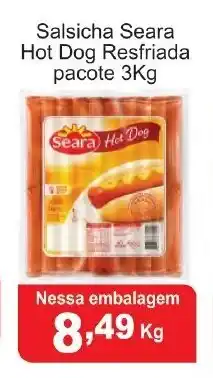 Calvo Atacadista Salsicha Seara Hot Dog Resfriada pacote 3kg oferta