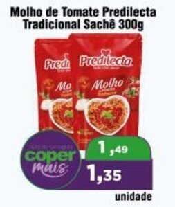 Copercana Molho de Tomate Predilecta Tradicional Sachê 300g oferta