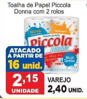 Toalha de Papel Piccola Donna com 2 rolos