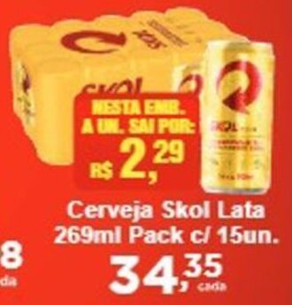 Rossi Supermercado Cerveja Skol Lata 269ml Pack c/ 15un. oferta