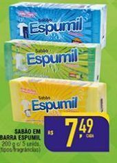 Sabão em barra espumil 200 g c/ 5 unids. (tipos/fragrâncias)