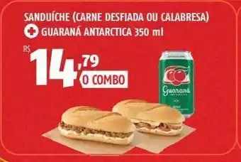 Sanduíche (carne desfiada ou calabresa) guaraná antarctica 350 ml