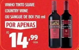Vinho tinto suave country wine ou sangue de boi 750 ml