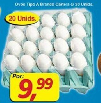 Supermercados Guanabara Ovos Tipo A Branco Cartela c/ 20 unids. oferta