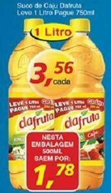 Supermercados Guanabara Suco de Caju Dafruta leve 1L pague 750ml oferta