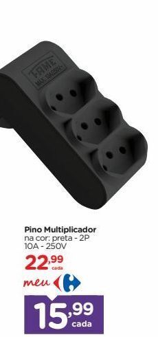 Carrefour Pino multiplicador na cor: preta - 2p 10a - 250v oferta