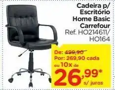 Cadeira p/ escritório home basic carrefour ref. ho214611/ ho164