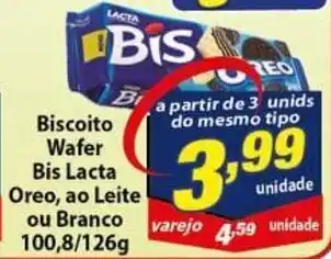 Biscoito Wafer Bis Lacta Oreo, ao Leite ou Branco 100.8/126g