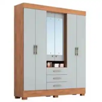 Novo Mundo Guarda roupa acp capelinha debora 6 portas com espelho e pés - savana/grafite oferta