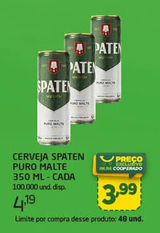 CERVEJA SPATEN PURO MALTE 350 ML - CADA