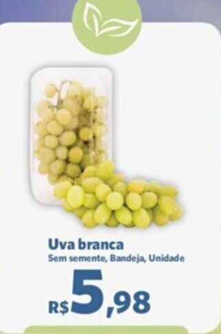 Sam's Club Uva branca Sem semente, Bandeja, Unidade oferta