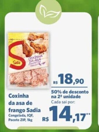 Sam's Club Coxinha da asa de frango Sadia Congelada, IQF, Pacote ZIP, 1kg oferta