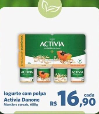 Sam's Club logurte com polpa Activia Danone Mamão e cereais, 680g oferta