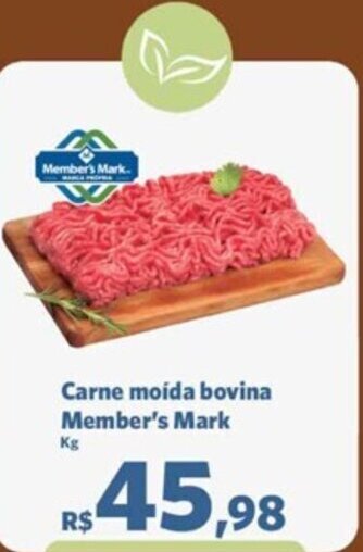 Sam's Club Carne moída bovina Member's Mark kg oferta