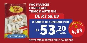 Bahamas Mix PÃO FRANCÊS CONGELADO TRIGO & ARTE 7KG oferta
