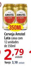 Akki Atacadista Cerveja Amstel Lata caixa com 12 unidades de 350ml oferta