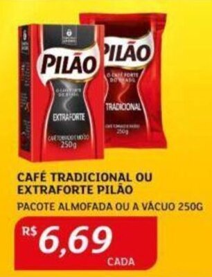 Assaí Atacadista CAFÉ TRADICIONAL OU EXTRAFORTE PILÃO PACOTE ALMOFADA OU A VÁCUO 250G oferta