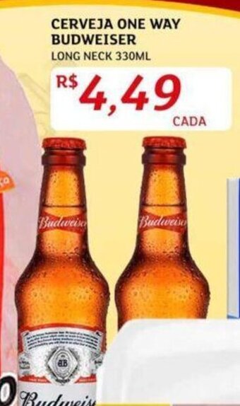 Assaí Atacadista CERVEJA ONE WAY BUDWEISER LONG NECK 330ML oferta