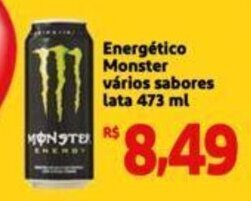 Extra Supermercado Energético Monster vários sabores lata 473 ml oferta