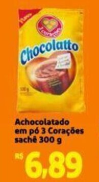 Extra Supermercado Achocolatado em pó 3 Corações sache 300 g oferta