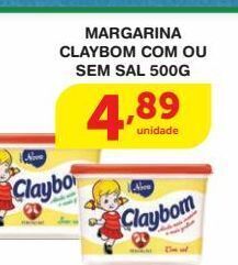 Roldão Margarina claybom com ou sem sal 500g oferta