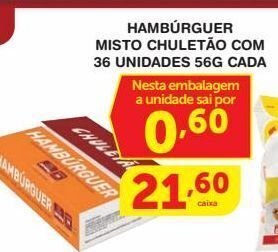 Roldão Hambúrguer misto chuletão com 36un 56g oferta