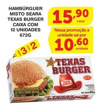 Roldão Hambúrguer misto seara texas burger caixa com 12 unidades 672g oferta