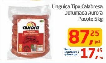Tenda Atacado Linguiça tipo calabresa defumada aurora 5kg oferta